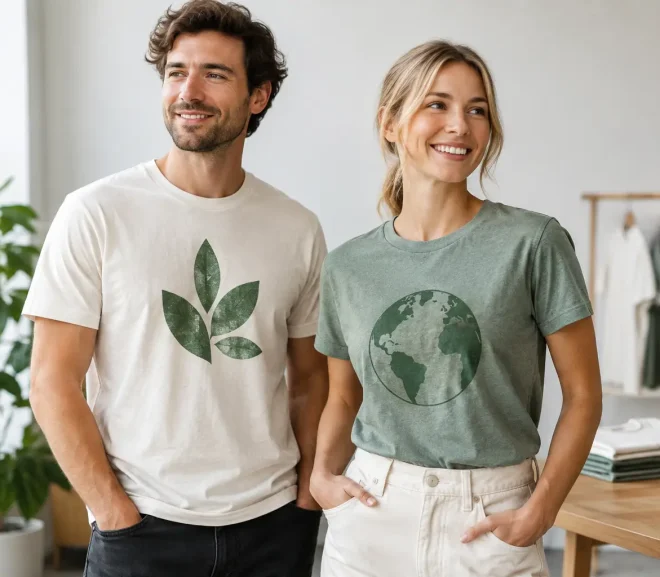 Ekologiska t-shirts med tryck för företag
