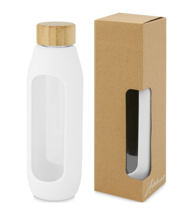 Tidan 600 ml flaska i borosilikatglas med silikongrepp