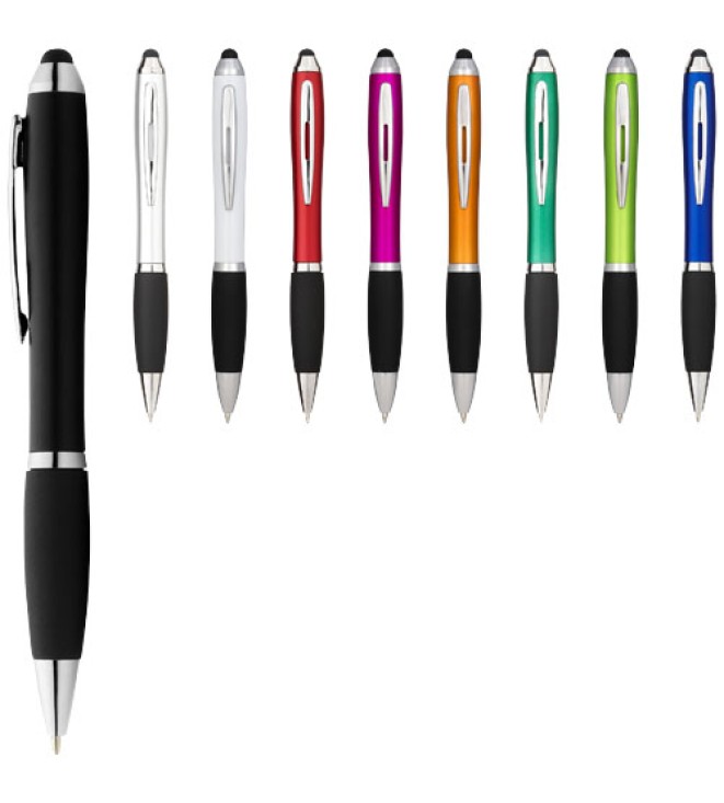 Nash kulspetspenna med färgad pennkropp, svart grepp och touchfunktion