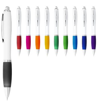Nash kulspetspenna med vit pennkropp och färgat grepp